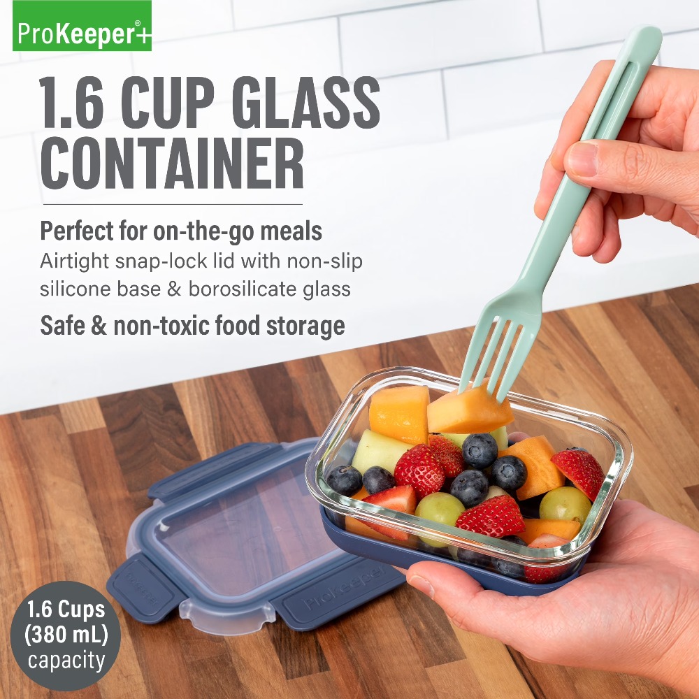 2パック 1.6カップ ガラス製食品保存容器 滑り止めシリコ - Food Storage Silicone のレビューと価格
