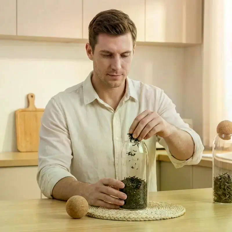 4サイズ密封ガラス瓶コルク栓コーヒー豆ドライフルーツ保存容器 - Food Storage Jar Glass のレビューと価格