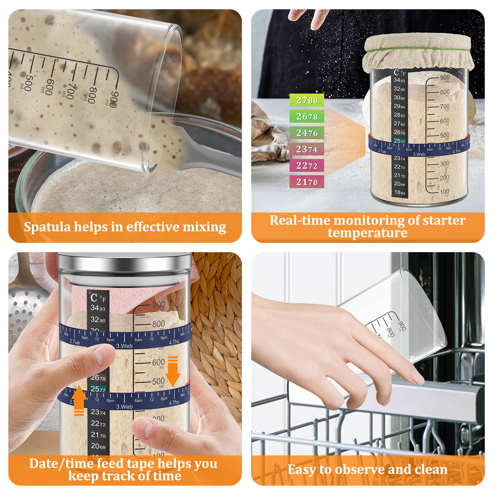 サワードウスタータージャー 900ml スターターコンテナ  - Food Storage Jar Glass のレビューと価格
