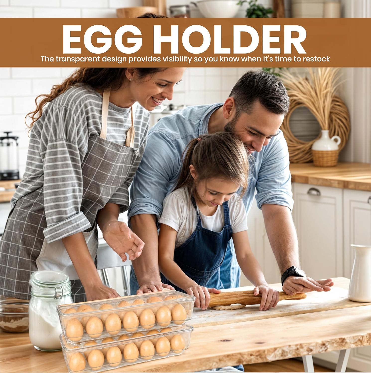 冷蔵庫整理用蓋とハンドル付き卵容器 - 2個パック - キッ - Egg Storage Holder のレビューと価格