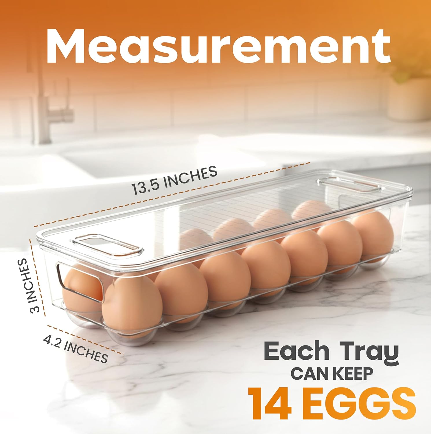 冷蔵庫整理用蓋とハンドル付き卵容器 - 2個パック - キッ - Egg Storage Holder のレビューと価格