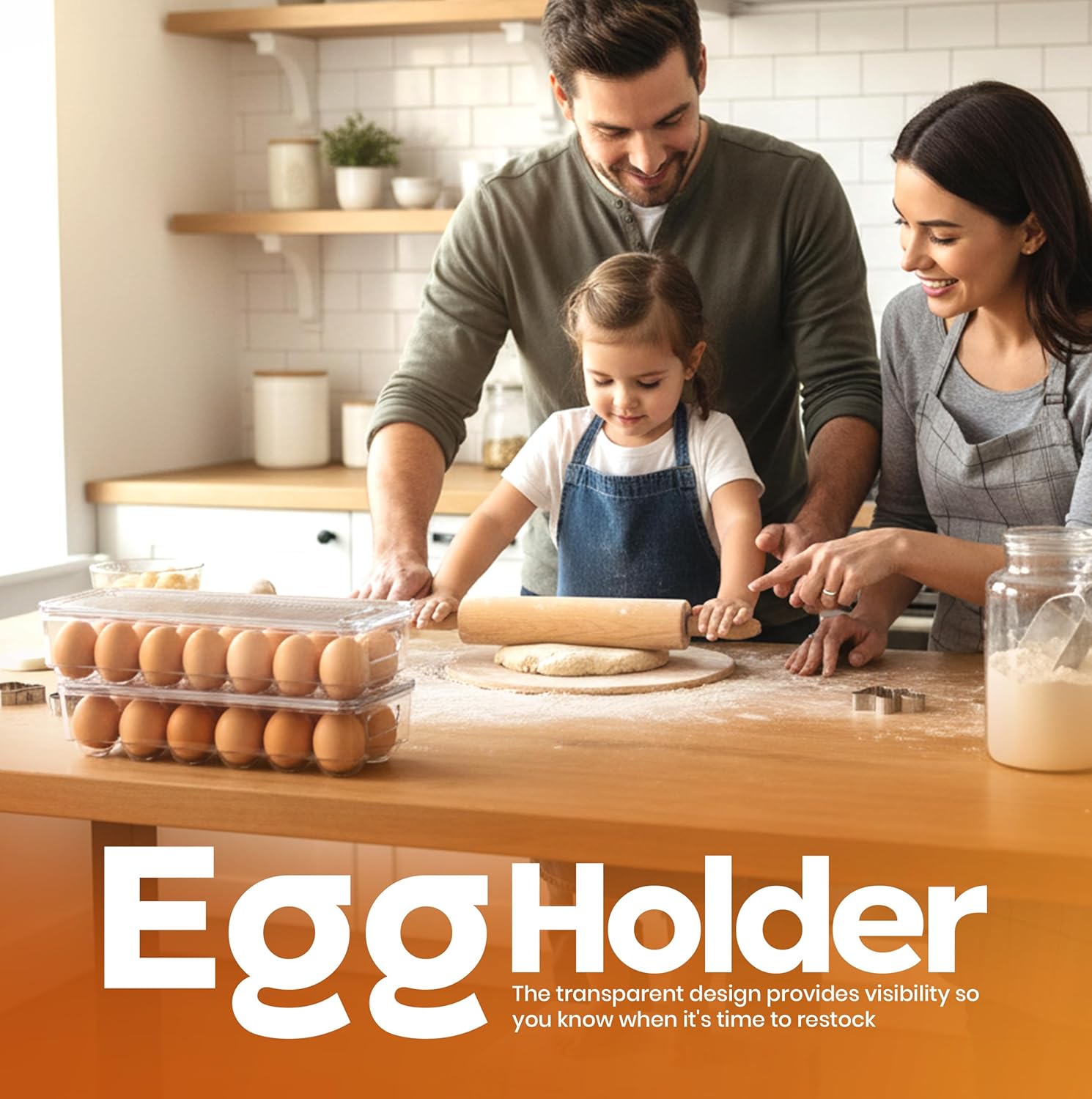冷蔵庫整理用蓋とハンドル付き卵容器 - 2個パック - キッ - Egg Storage Holder のレビューと価格