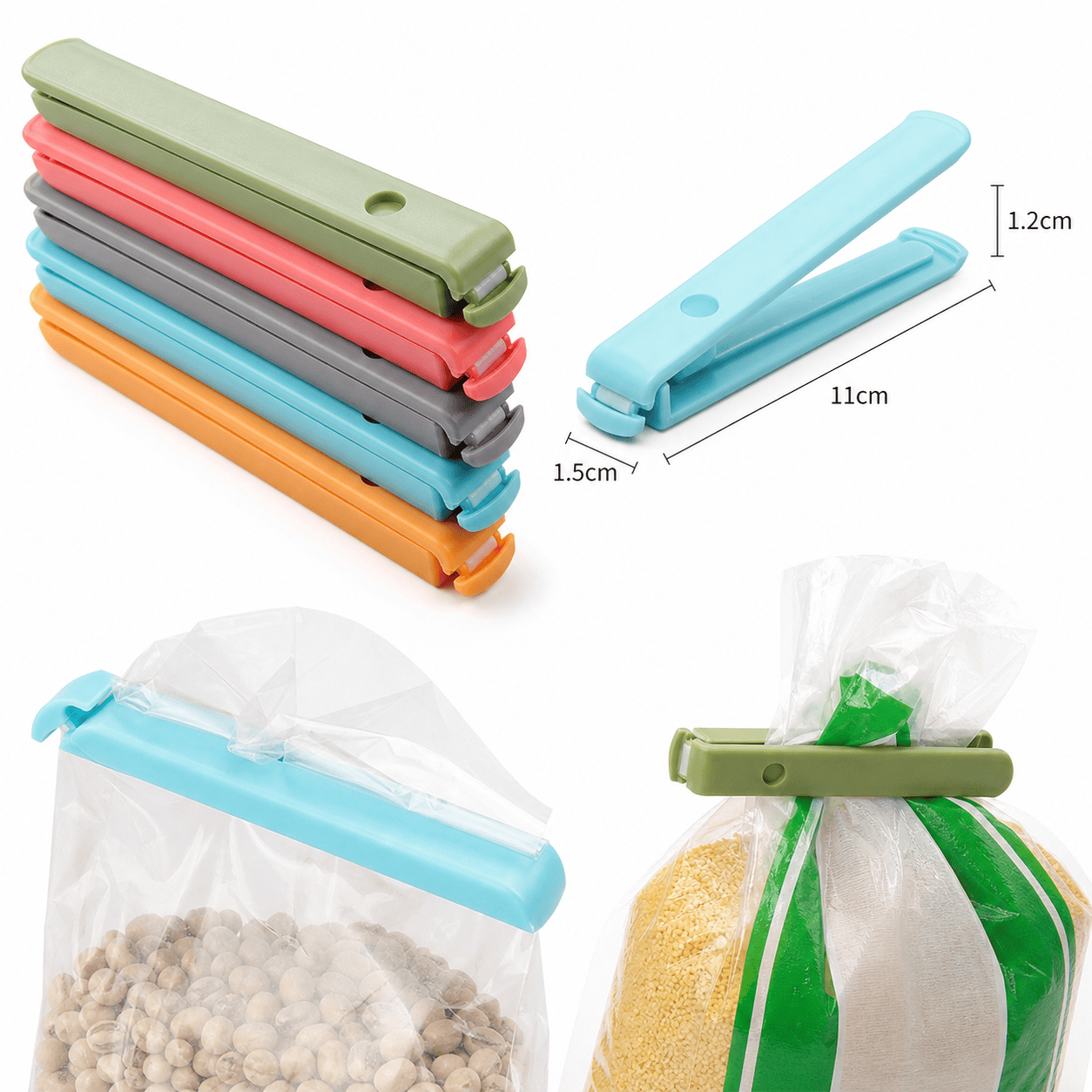 5個入り プラスチック製袋口シーラー、気密性のある再利用可能 - Food Storage Plastic Bag のレビューと価格