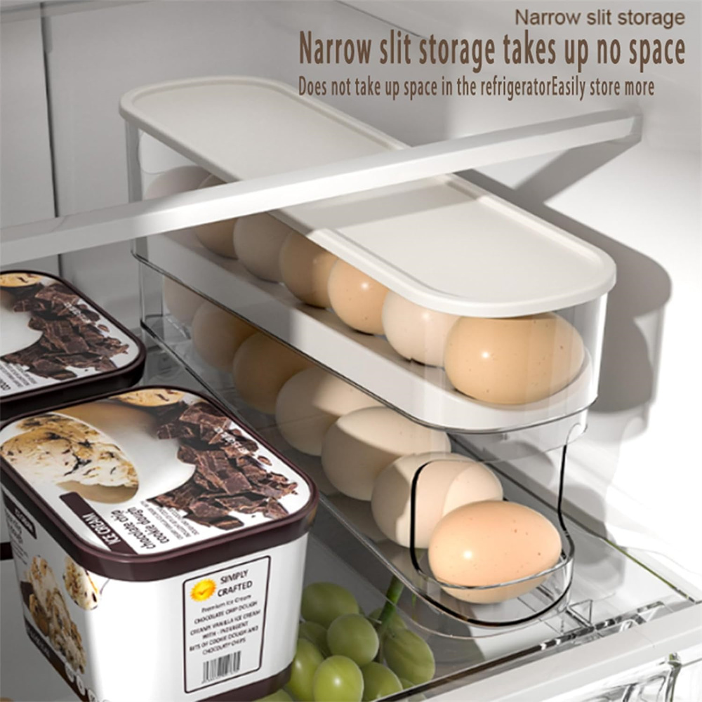 自動回転式冷蔵庫用卵オーガナイザー、省スペース卵ディスペンサ - Egg Storage Holder のレビューと価格