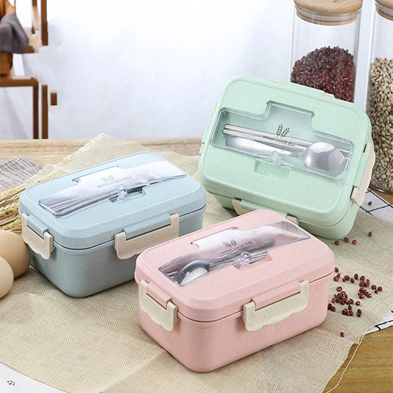 小麦麦わら電子弁当箱、食器、食品保存容器、子供、学校、オフィ - Food Storage Plastic Bag のレビューと価格