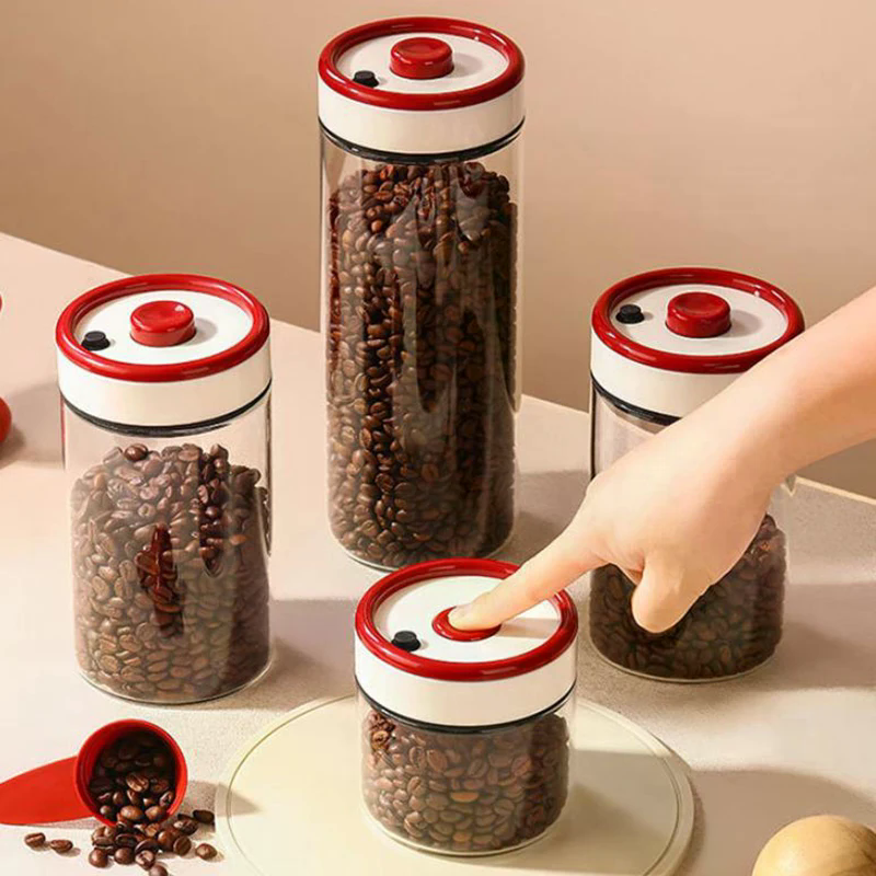 コーヒー豆真空密封タンク透明ガラス食品保存瓶家庭用防湿空気抽 - Food Storage Jar Glass のレビューと価格