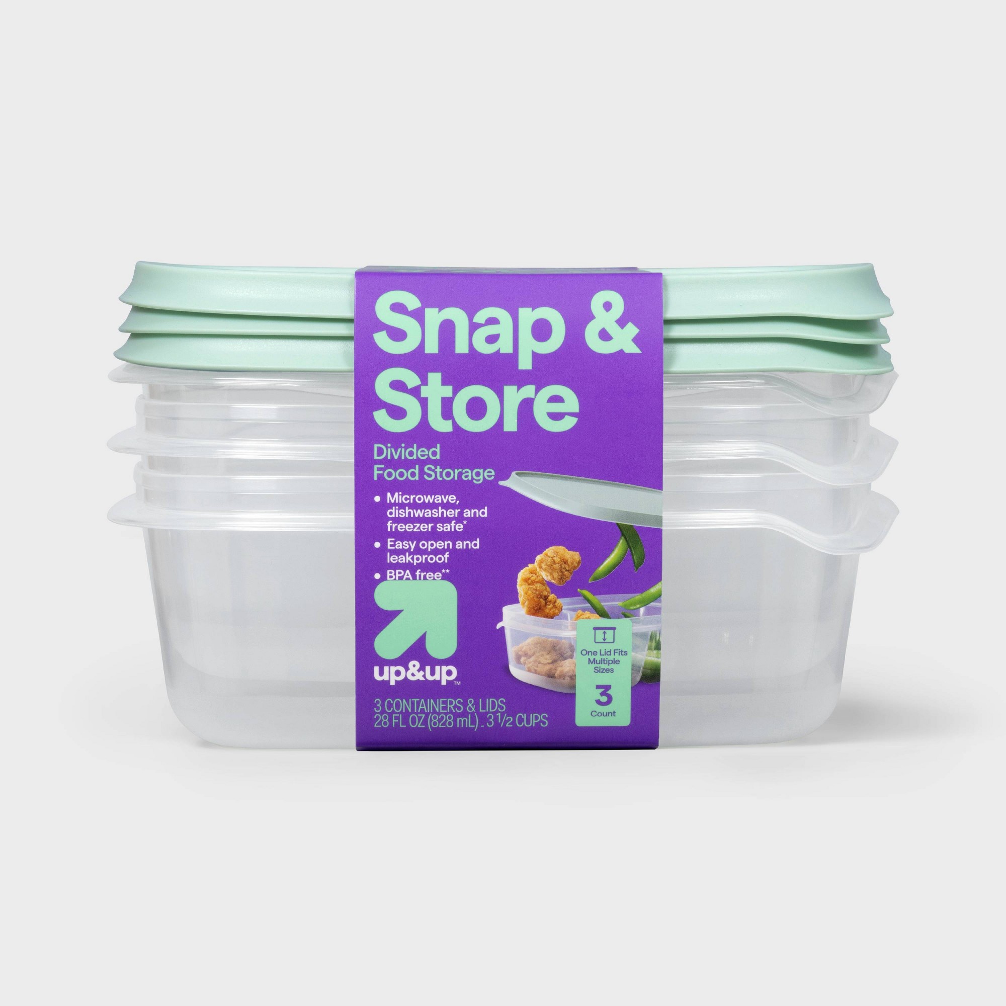 3個入り透明プラスチック製分割長方形食品保存容器、スナップ蓋 - Food Storage Prep Containers のレビューと価格