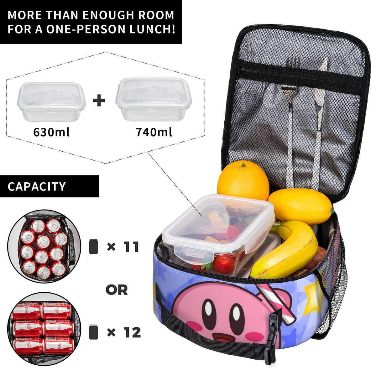 ピンクカービィ面白いゲーム製品断熱ランチバッグ旅行用食品保存 - Food Storage In Cooler のレビューと価格