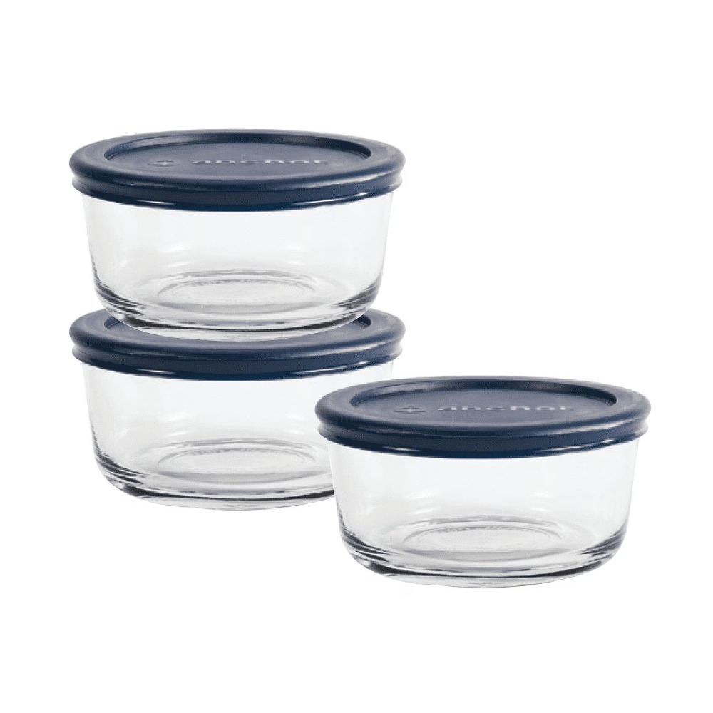アンカーホッキング ガラス製食品保存容器 蓋付き、2カップサ - Food Storage Glass Round のレビューと価格