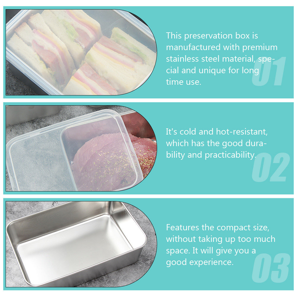 ステンレス保存ボックスポータブル密閉食品容器長方形ランチボッ - Food Storage Box Plastic のレビューと価格