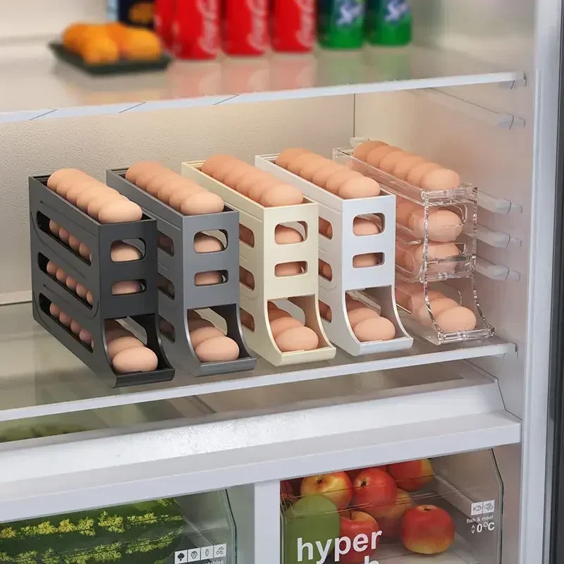 冷蔵庫用卵収納ボックス 4層式 自動回転卵ホルダー キッチン - Egg Storage Holder のレビューと価格