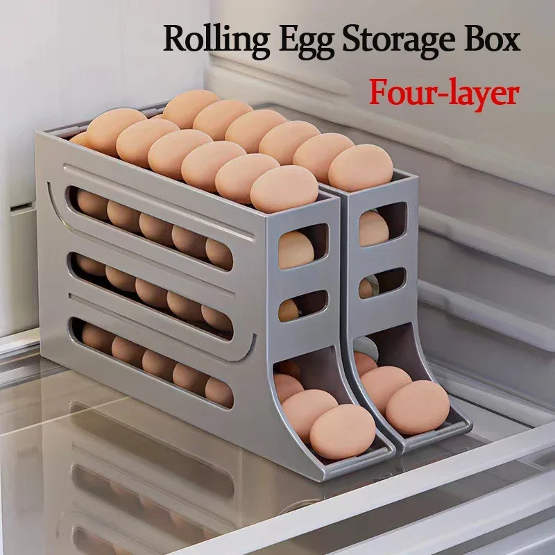 冷蔵庫用卵収納ボックス 4層式 自動回転卵ホルダー キッチン - Egg Storage Holder のレビューと価格