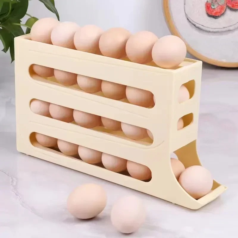 冷蔵庫用卵収納ボックス 4層式 自動回転卵ホルダー キッチン - Egg Storage Holder のレビューと価格