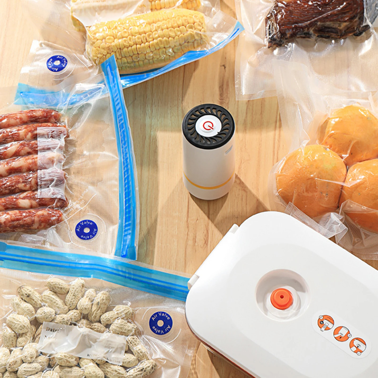 再利用可能な真空食品保存袋ジッパーバッグセットUSB電動ポン - Food Storage Zipper Bags のレビューと価格