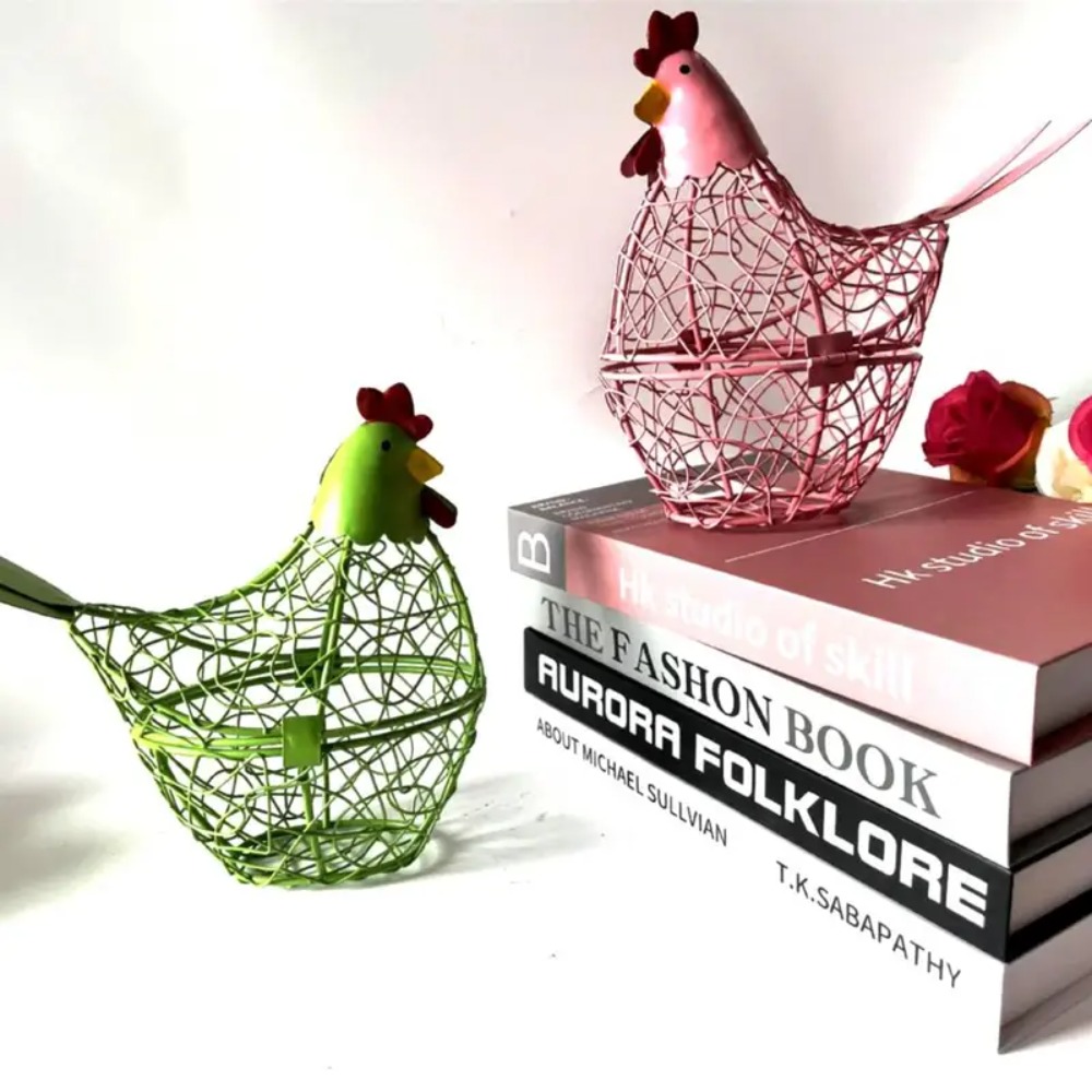 ポータブル鉄線鶏の形の卵バスケット農家スタイルの安定したイー - Egg Storage Holder のレビューと価格