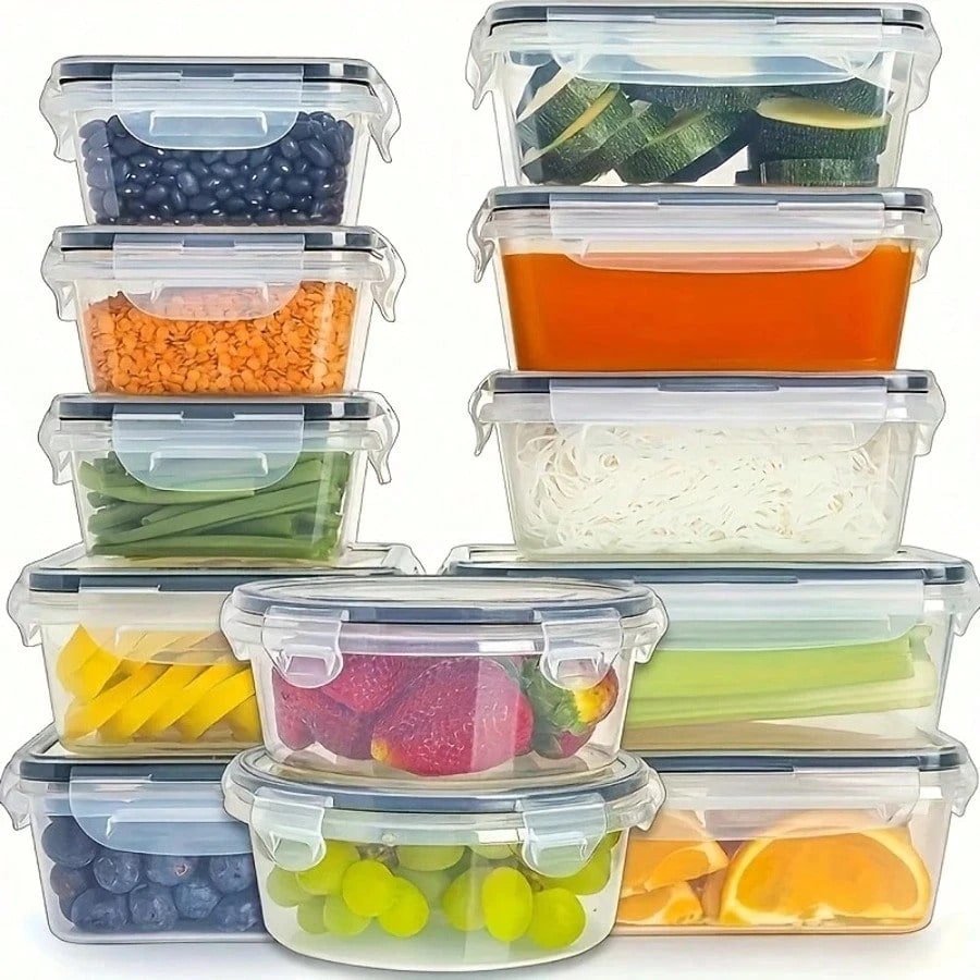 12個のプラスチック製密封食品保存箱、穀物や果物の保管に適し - Food Storage Box Plastic のレビューと価格