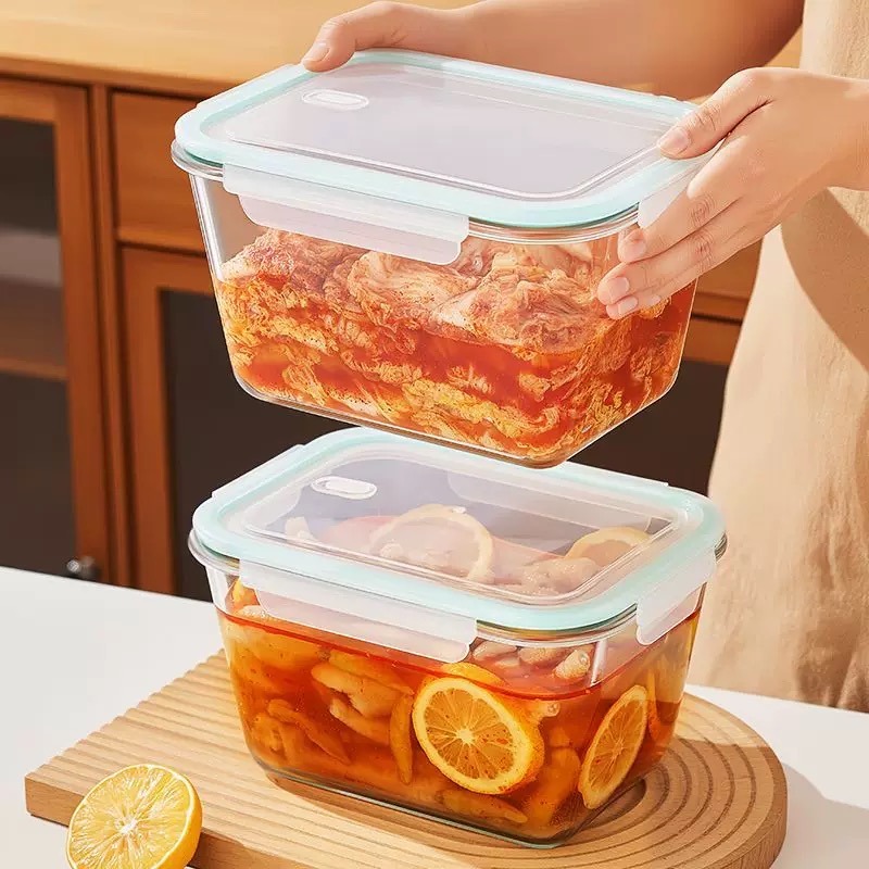 大容量ガラス製食品保存容器（蓋付き）、ホウケイ酸ガラス製ミー - Food Storage Prep Containers のレビューと価格