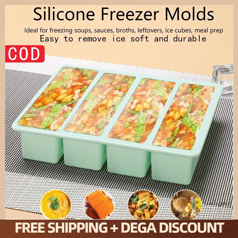 特大シリコン製フードトレイ（蓋付き）、4つの大きな型、家庭用 - Food Storage Silicone のレビューと価格