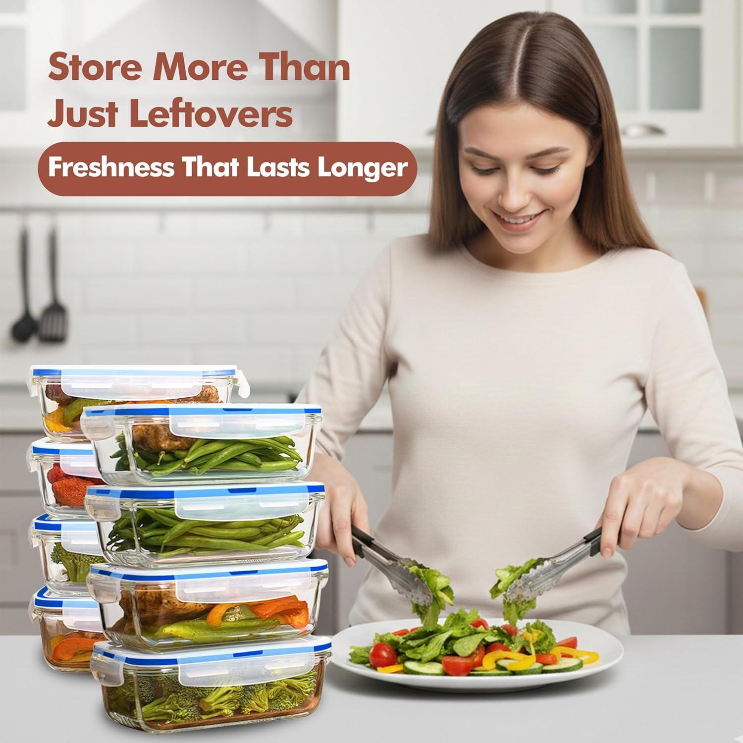 16個入り（8個セット）30オンスガラス製ミールプレップ容器 - Food Storage Prep Containers のレビューと価格