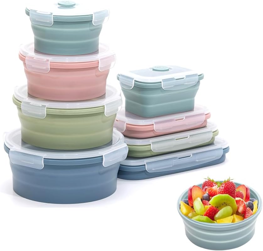 折りたたみ可能なシリコン食品保存容器セット 4 ピース屋外ポ - Food Storage Silicone のレビューと価格