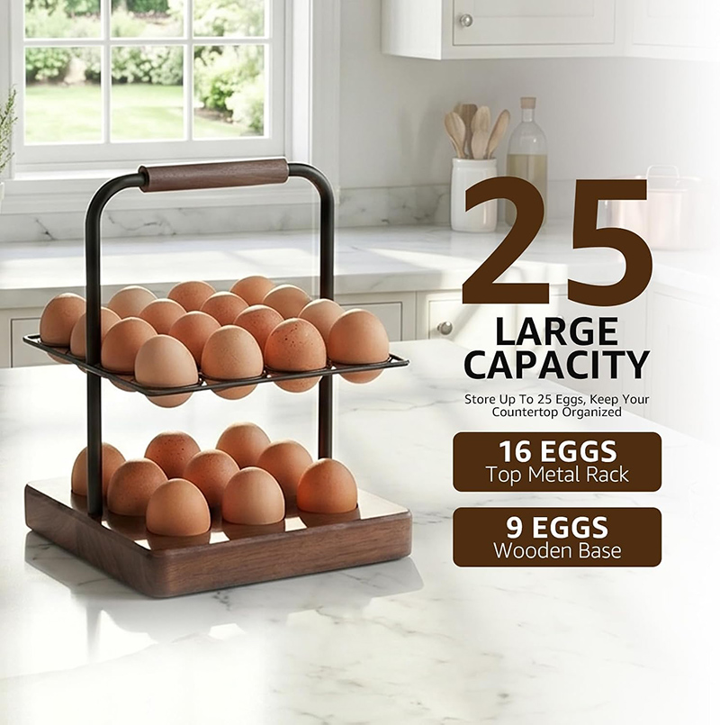 ファームハウス風カウンター用卵ホルダー、2段卵オーガナイザー - Egg Storage Holder のレビューと価格