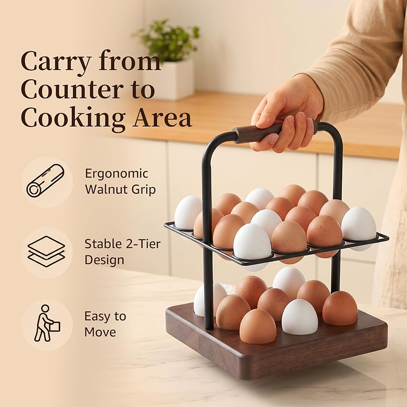 ファームハウス風カウンター用卵ホルダー、2段卵オーガナイザー - Egg Storage Holder のレビューと価格