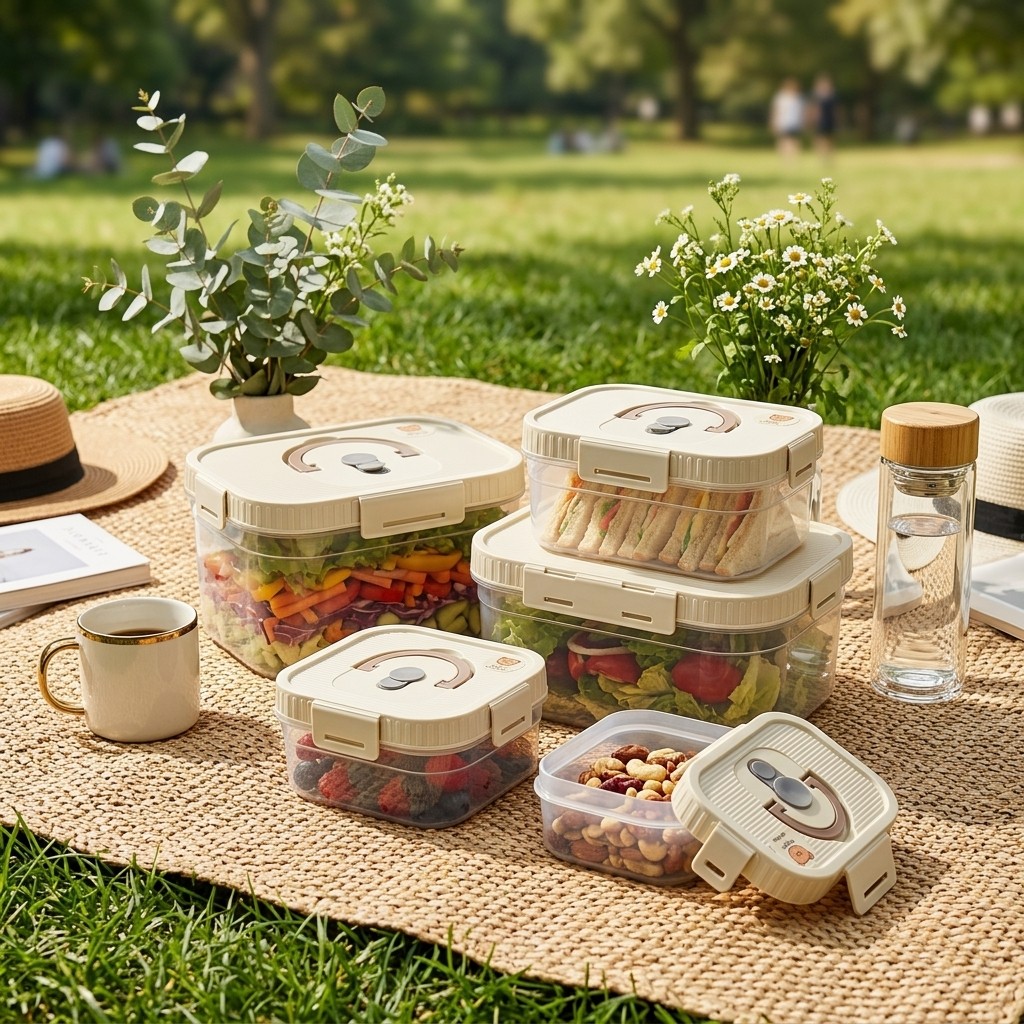 積み重ね可能な食品保存容器 ハンドル付き 密閉漏れ防止 透明 - Food Storage Box Plastic のレビューと価格