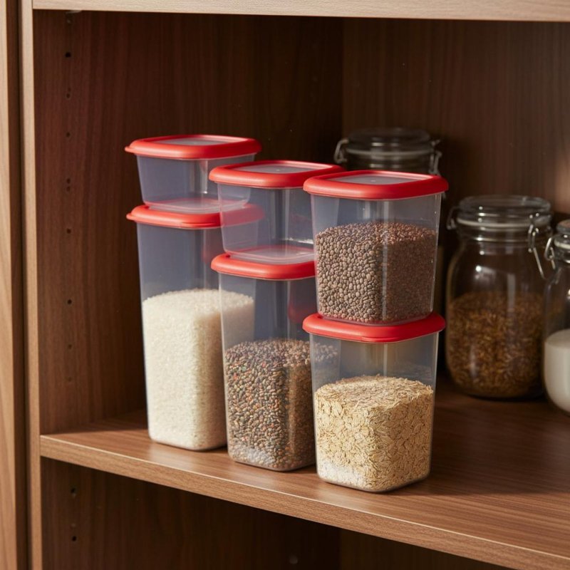 6個セット 密閉食品保存容器 透明デザイン プラスチック製  - Food Storage Canister のレビューと価格