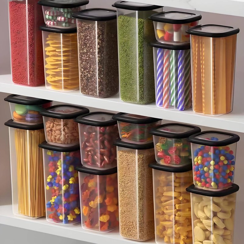 6個セット 密閉食品保存容器 透明デザイン プラスチック製  - Food Storage Canister のレビューと価格