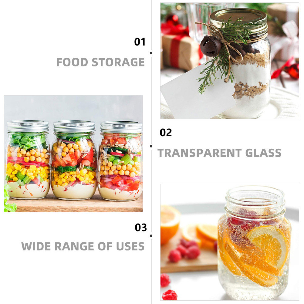 6個入り透明丸型ガラス瓶、気密蓋付き、食品保存用、コーヒー、 - Food Storage In The Kitchen のレビューと価格