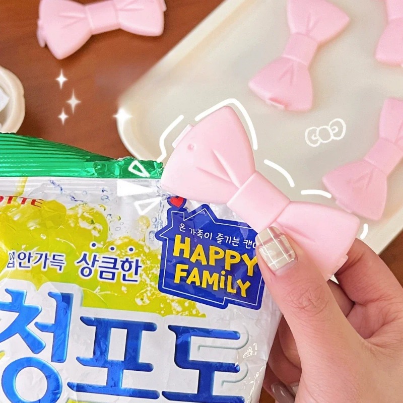 5個入り かわいいフードシーリングクリップ - ピンクのリボ - Food Storage Plastic Bag のレビューと価格
