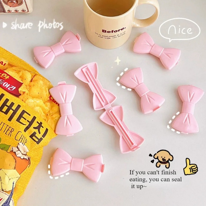 5個入り かわいいフードシーリングクリップ - ピンクのリボ - Food Storage Plastic Bag のレビューと価格