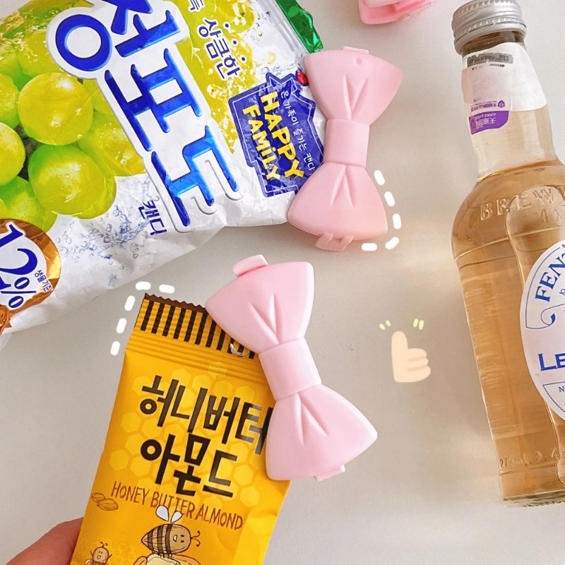 5個入り かわいいフードシーリングクリップ - ピンクのリボ - Food Storage Plastic Bag のレビューと価格