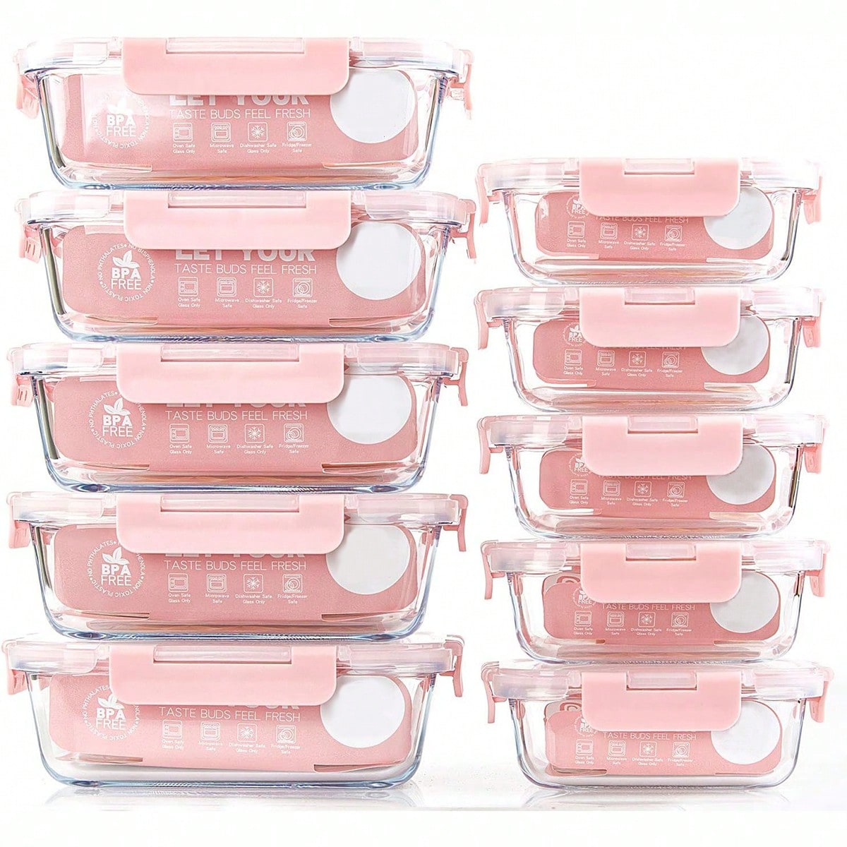 10個入りガラス製ミールプレップ容器、蓋付き食品保存容器、気 - Food Storage Prep Containers のレビューと価格