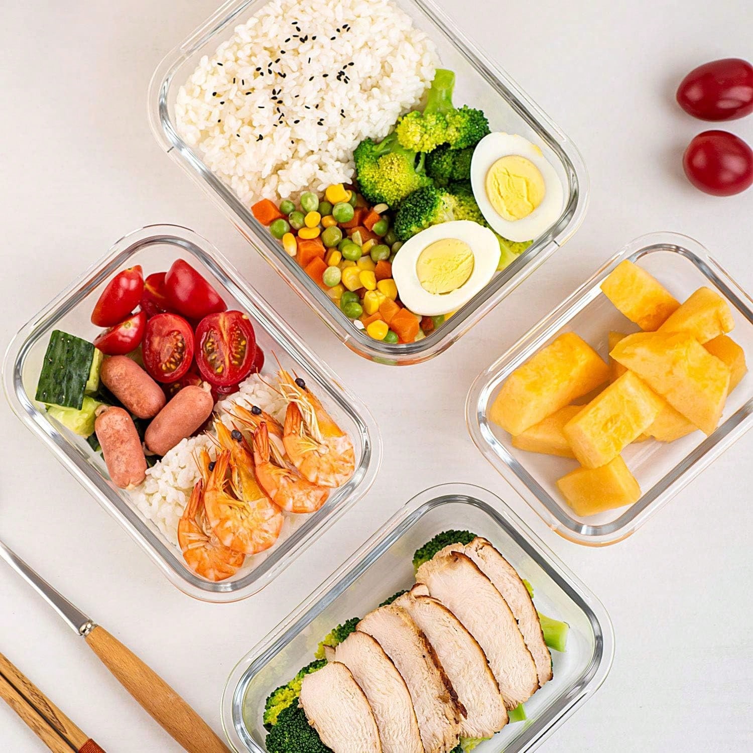10個入りガラス製ミールプレップ容器、蓋付き食品保存容器、気 - Food Storage Prep Containers のレビューと価格