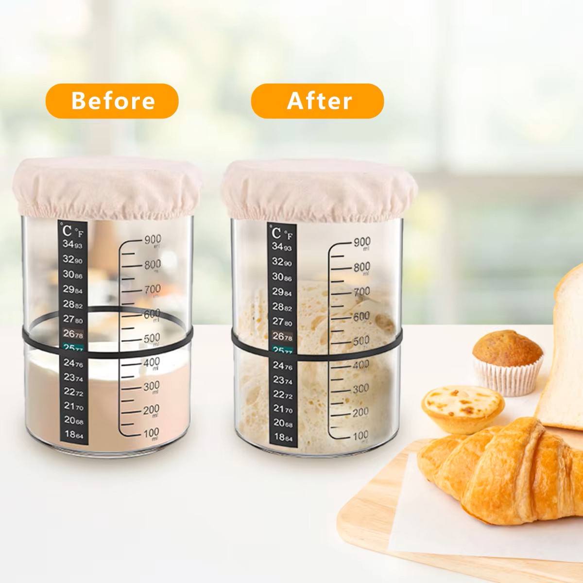 1500/900ml サワードウスタータージャーセット 透明 - Food Storage Jar Glass のレビューと価格