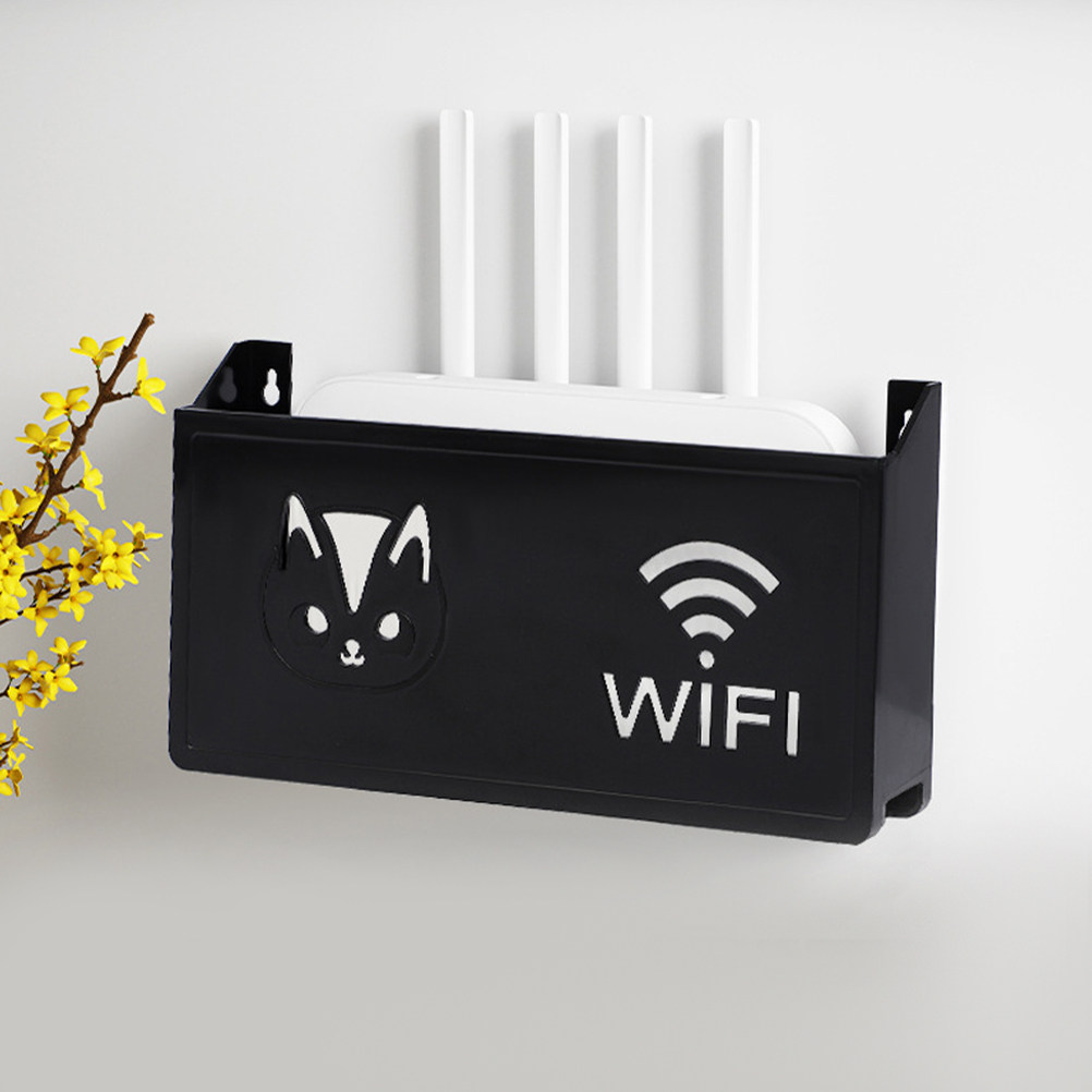 壁掛けルーター収納ボックス装飾WiFiホルダーオーガナイザー - Food Storage Box Plastic のレビューと価格