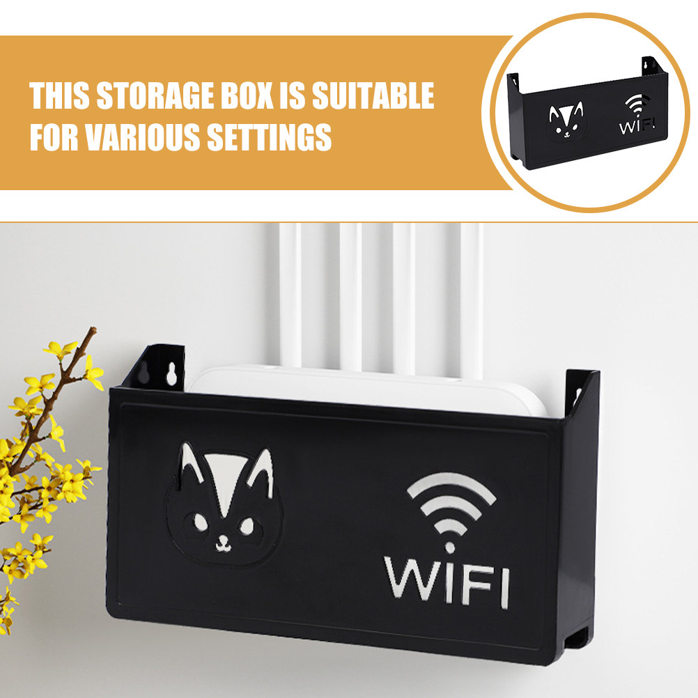 壁掛けルーター収納ボックス装飾WiFiホルダーオーガナイザー - Food Storage Box Plastic のレビューと価格