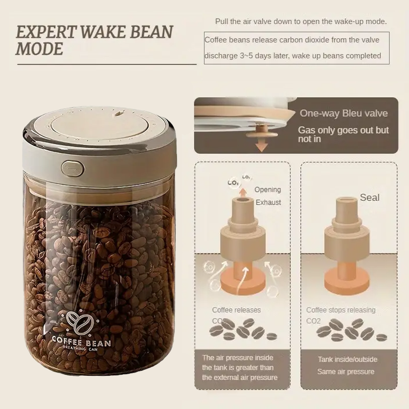 500/1100/1700mlコーヒー豆真空密閉タンクCO2 - Food Storage Jar Glass のレビューと価格