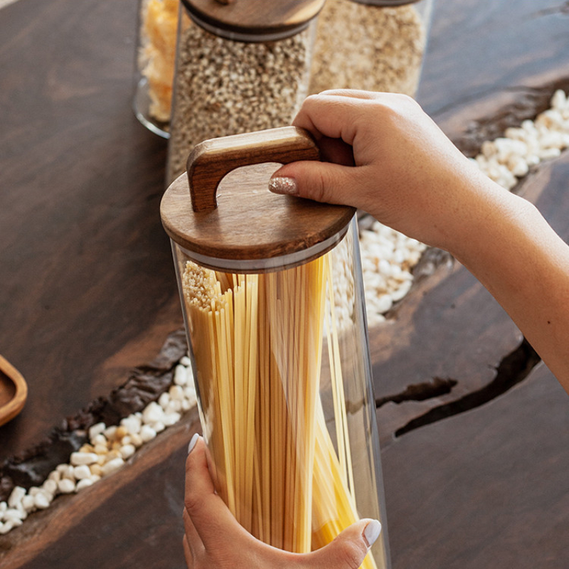 透明なガラス瓶 竹蓋付き 密封キャニスター 食品保存容器 ル - Food Storage Jar Glass のレビューと価格