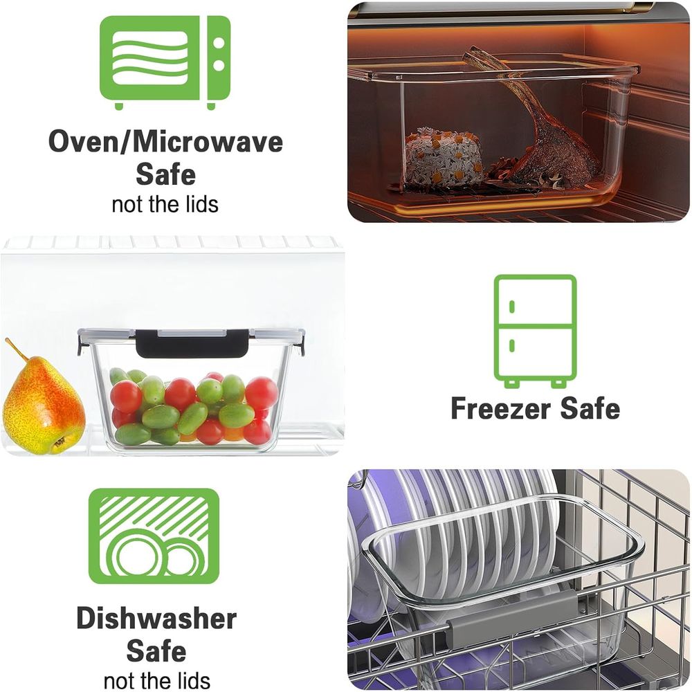4個セット 63オンス ガラス製食品保存容器 蓋付き、食事準 - Food Storage Prep Containers のレビューと価格