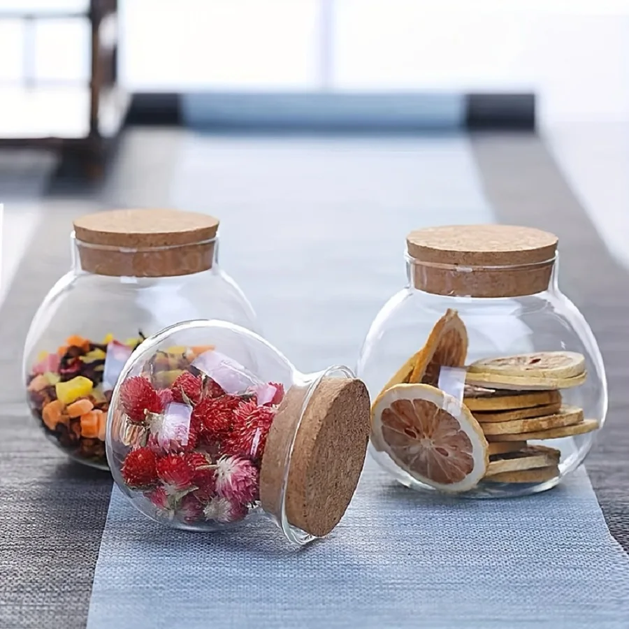 コルク栓付きガラス瓶,密閉食品貯蔵瓶,キッチンオーガナイザー - Food Storage Glass Round のレビューと価格