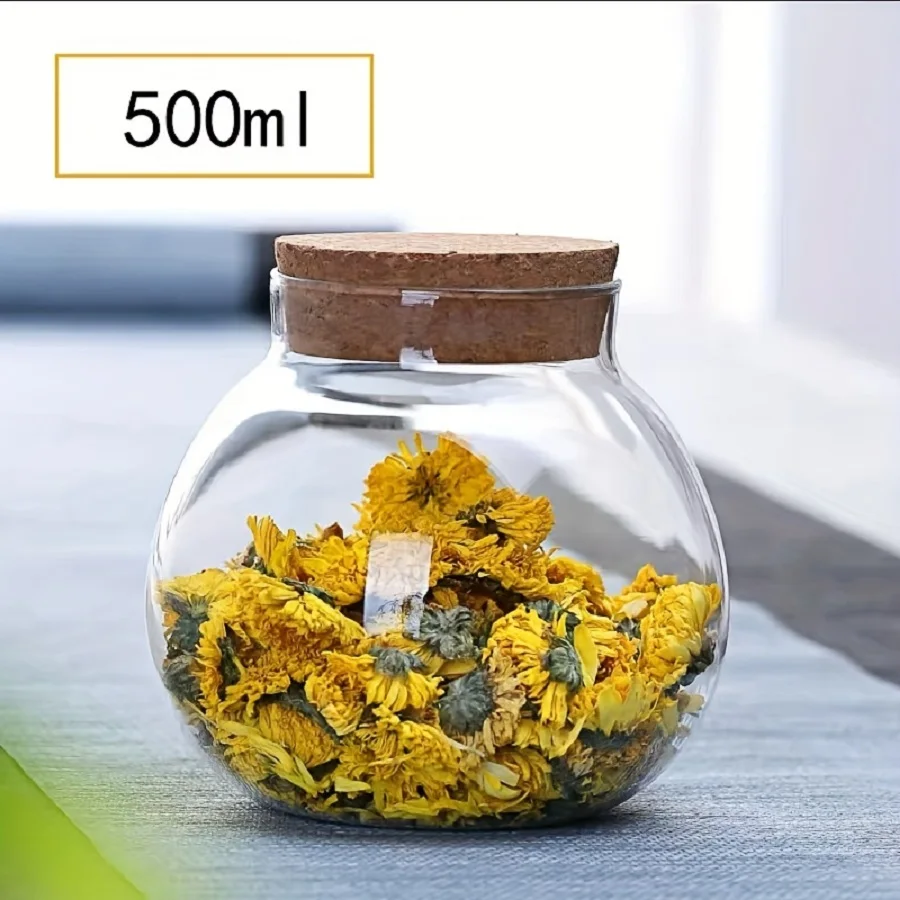 コルク栓付きガラス瓶,密閉食品貯蔵瓶,キッチンオーガナイザー - Food Storage Glass Round のレビューと価格