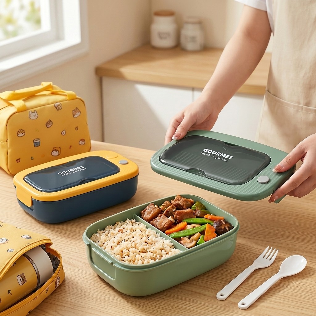 電子レンジ対応プラスチック製弁当箱 2コンパートメント漏れ防 - Food Storage Prep Containers のレビューと価格