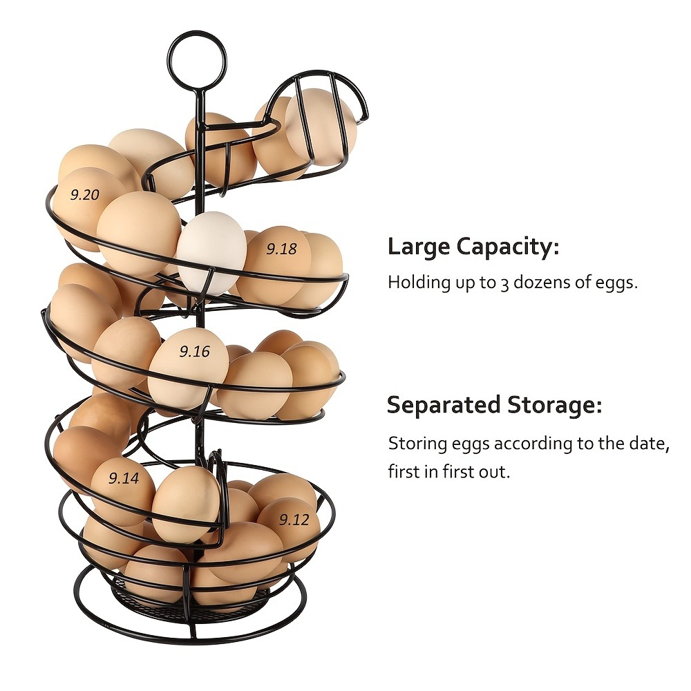 金属製ワイヤー製スパイラルエッグホルダー、カウンター用エッグ - Egg Storage Holder のレビューと価格