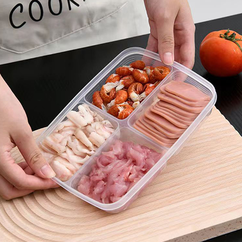 新しい【4グリッドプラスチック収納ボックスポータブルコンパー - Food Storage Box Plastic のレビューと価格