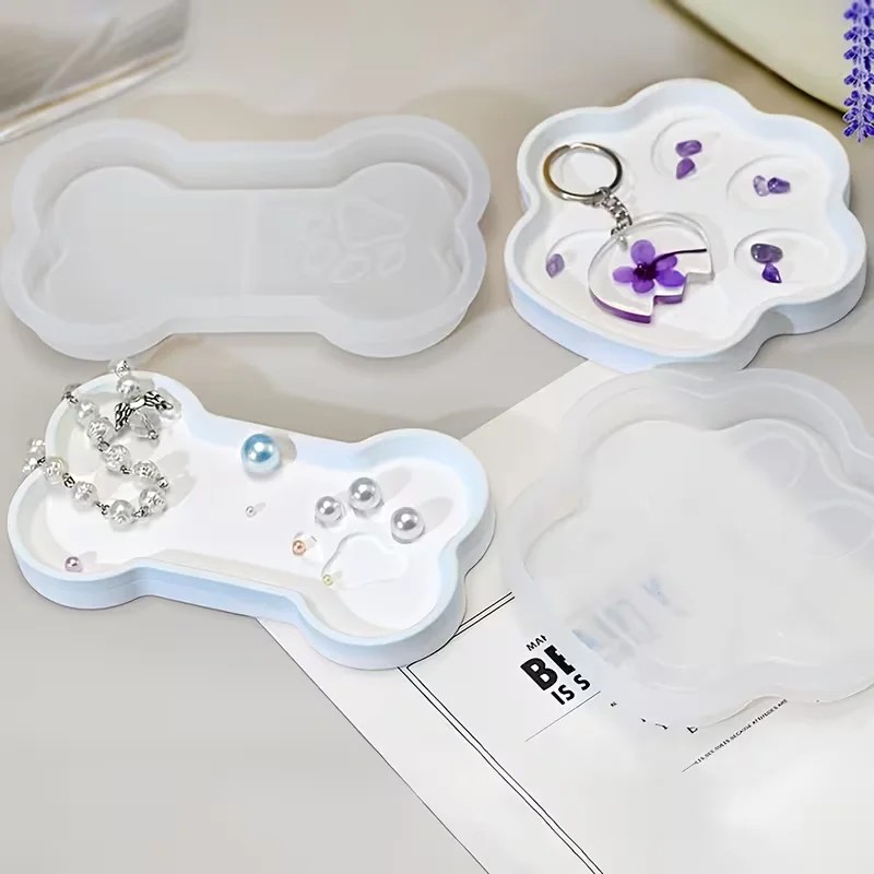 最高品質DIY猫の足と骨の形をしたシリコンモールド収納トレイ - Food Storage Silicone のレビューと価格