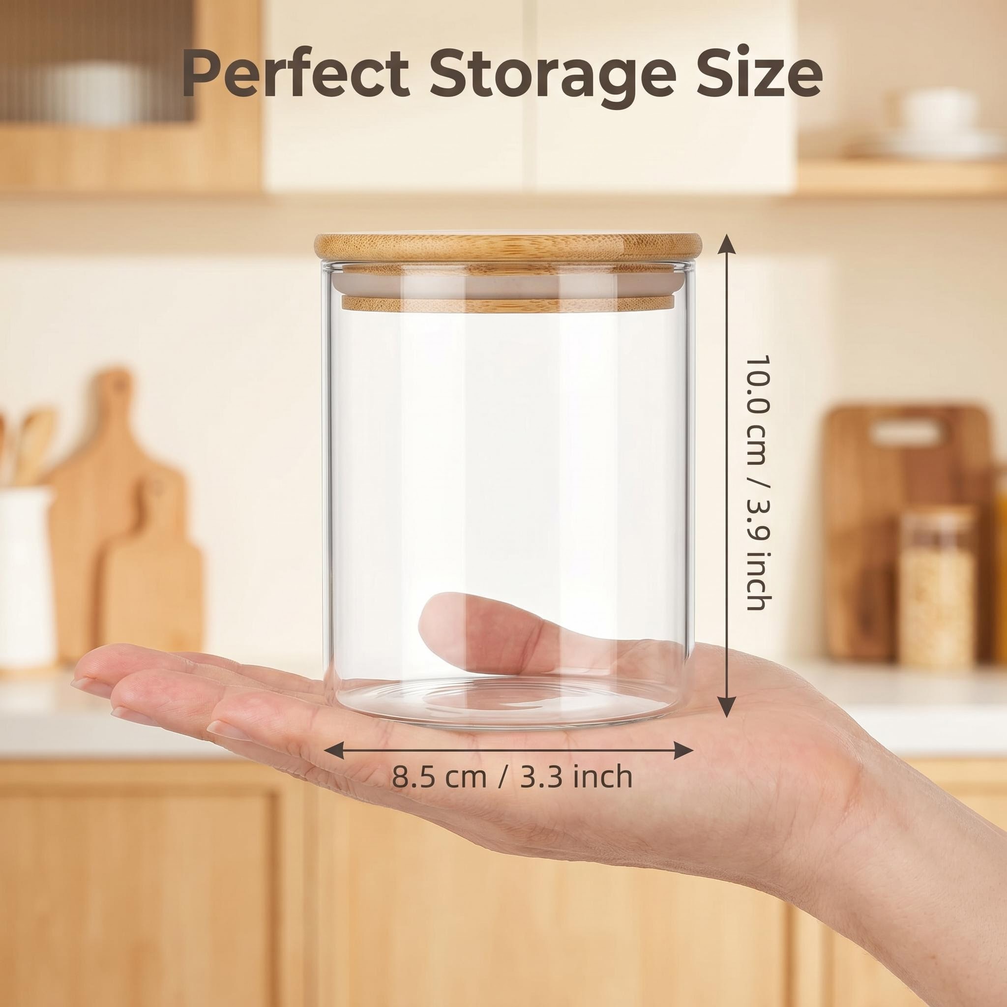 9個の透明ガラス保存容器、竹製の気密蓋付き、積み重ね可能な乾 - Food Storage Jar Glass のレビューと価格