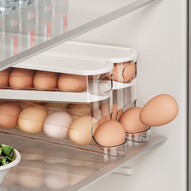 スライド式卵カートン ダブル自動卵ローラー 冷蔵庫サイドドア - Egg Storage Holder のレビューと価格