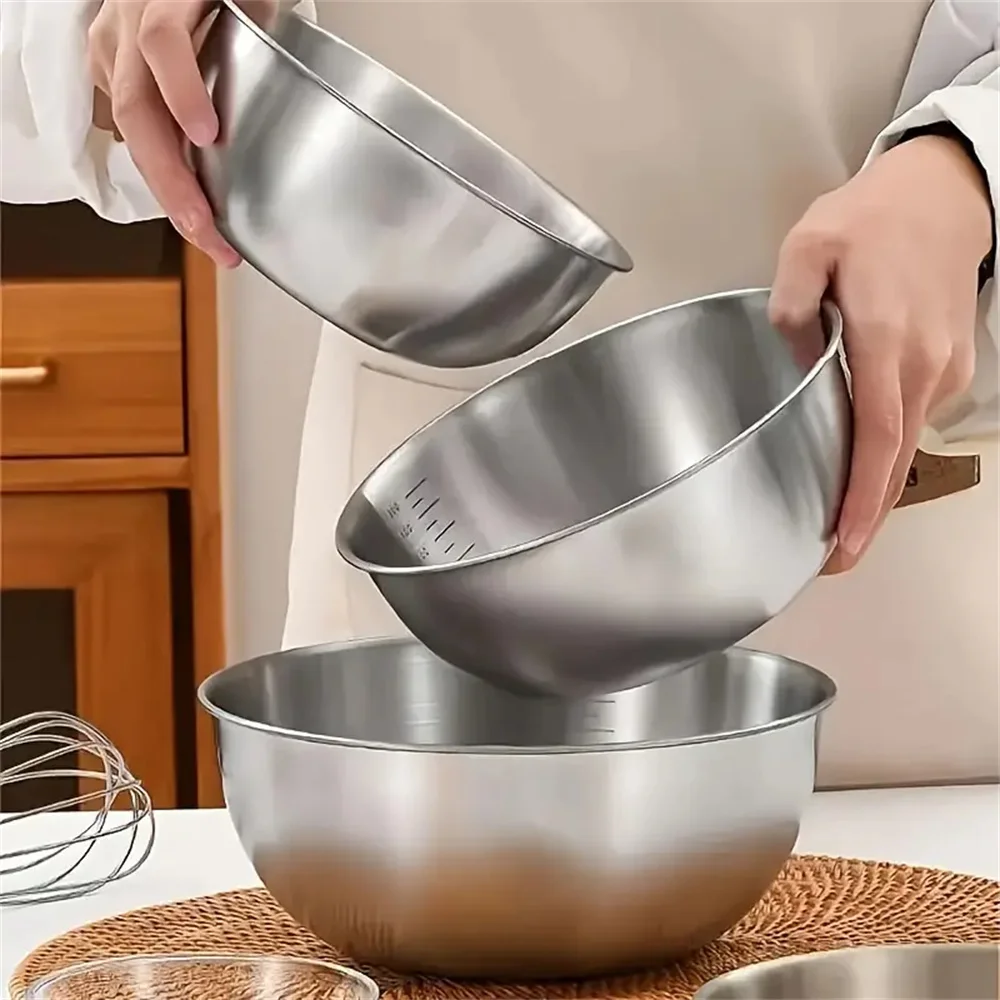 1～3個のステンレス製ボウルセット、計量機能付き、調理、ベー - Food Storage In The Kitchen のレビューと価格